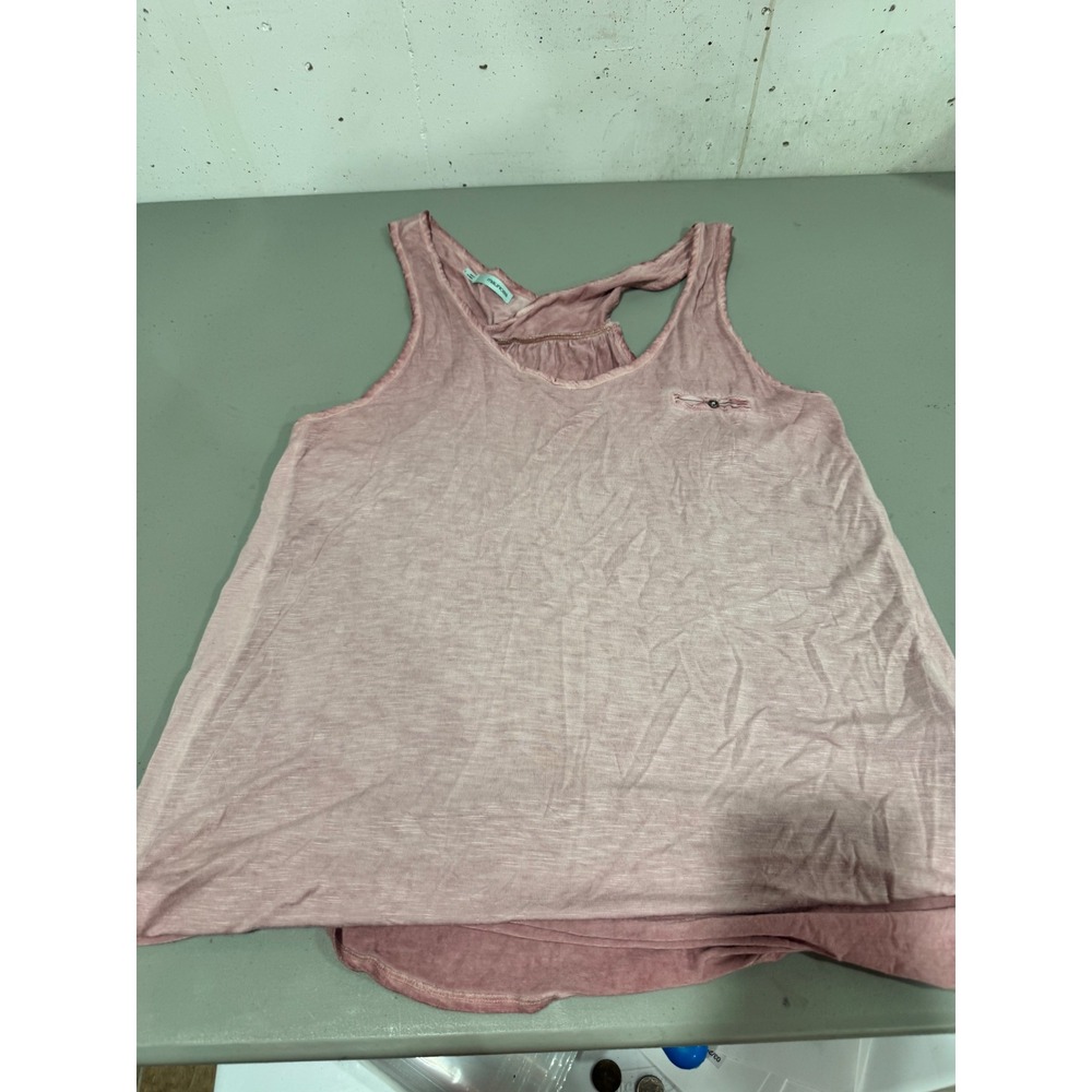 Maurices Womens Pink Slub Knit Tank Top Twisted Racerback Pocket Size L